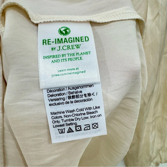 J. Crew Cream Ruffle Lace Blouse Size Large has tags long sleeve pin tuck - Picture 6 of 8